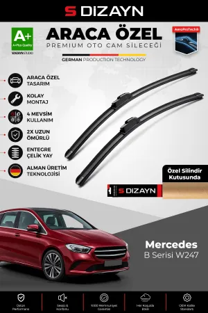 S-Dizayn Mercedes B Serisi W247 Ön Cam Silecek Seti 2018 Üzeri Premium Araca Özel 65-48 Cm A+ Kalite
