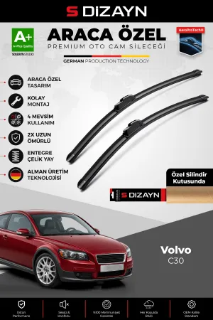 S-Dizayn Volvo C30 Ön Cam Silecek Seti 2006-2013 Premium Araca Özel 65-50 Cm A+ Kalite Aocs-1934