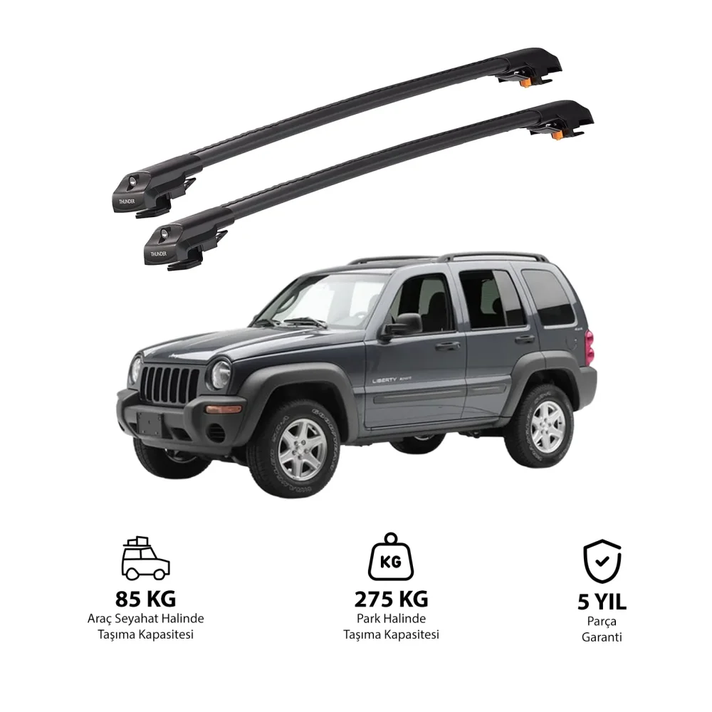 JEEP LIBERTY 2002-2007 TRX1 Thunder Carrier Kilitli Ara Atkı Siyah