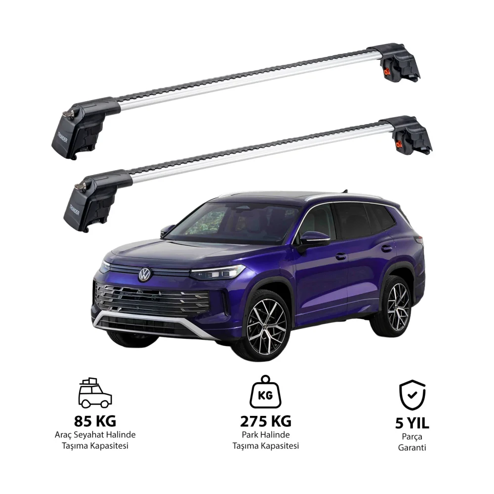 VOLKSWAGEN Tayron 2025 ve Sonrası TRX2 Thunder Carrier Ara Atkı Gri