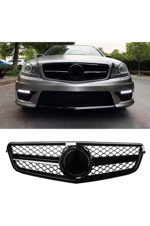 Mercedes w204 c63 amg ön panjur ızgara seti pianoblack thumb 3