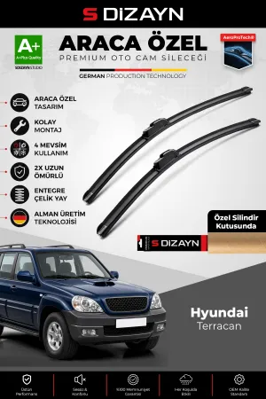 S-Dizayn Hyundai Terracan Ön Cam Silecek Seti 2001-2007 Premium Araca Özel 55-50 Cm A+ Kalite Aocs-1
