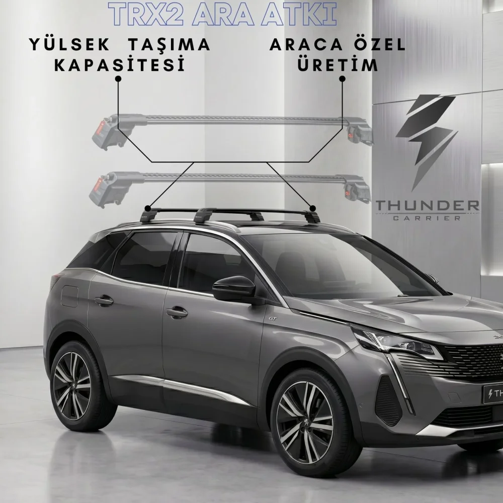 PEUGEOT 3008 2017 ve Sonrası TRX2 Thunder Carrier Ara Atkı Gri