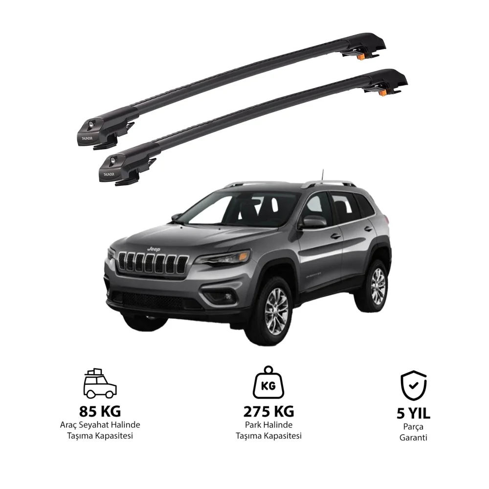 JEEP CHEROKEE (KL) 2014 ve Sonrası TRX1 Thunder Carrier Kilitli Ara Atkı Siyah
