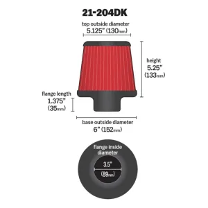 AEM Universal Hava Filtresi 21-204DK - Görsel 2