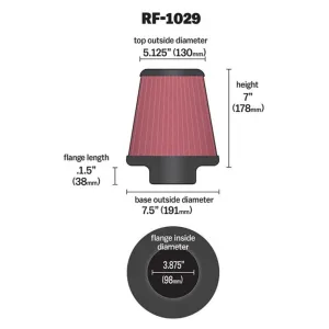 K&N Universal Hava Filtresi RF-1029 - Görsel 2