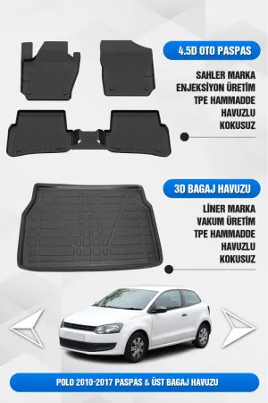 Polo 2010-2017 Uyumlu 4.5D Premium Havuzlu Oto Paspas Ve Liner Üst Bagaj Havuzu