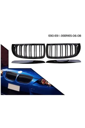 Bmw e90 m3 ön böbrek panjur piano black 2006 - 2009 çift tırnak
