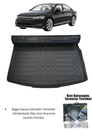 Sahler Passat B8 2015-2023 Uyumlu 4.5D Premium Havuzlu Oto Paspas ve Liner Marka 3D Bagaj Havuzu - Görsel 2