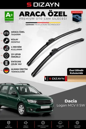 S-Dizayn Dacia Logan MCV MCV II SW Ön Cam Silecek Seti 2013-2015 Premium Araca Özel 55-50 Cm A+ Kali