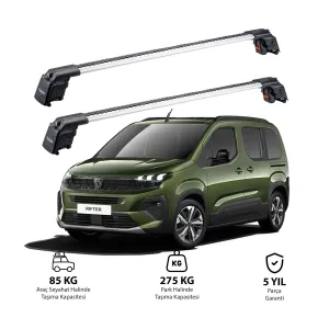 PEUGEOT RIFTER 2024 - Sonrası TRX2 Thunder Carrier Kilitli Ara Atkı Gri thumb 2