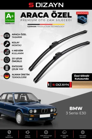 S-Dizayn Bmw 3 Serisi E30 Ön Cam Silecek Seti 1982-1994 Premium Araca Özel 50-50 Cm A+ Kalite Aocs-1