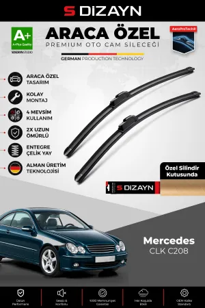 S-Dizayn Mercedes Clk C208 Ön Cam Silecek Seti 2001-2009 Premium Araca Özel 55-55 Cm A+ Kalite Aocs-