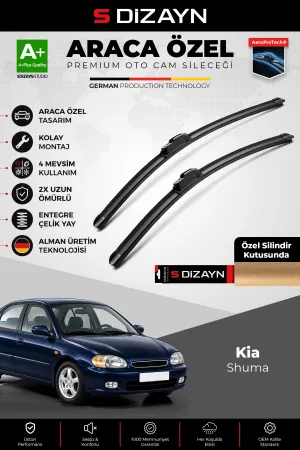 S-Dizayn Kia Shuma Ön Cam Silecek Seti 1998-2004 Premium Araca Özel 53-48 Cm A+ Kalite Aocs-1862