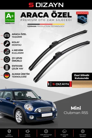 S-Dizayn Mini Clubman Ön Cam Silecek Seti 2012-2014 Premium Araca Özel 45-48 Cm A+ Kalite Aocs-2087