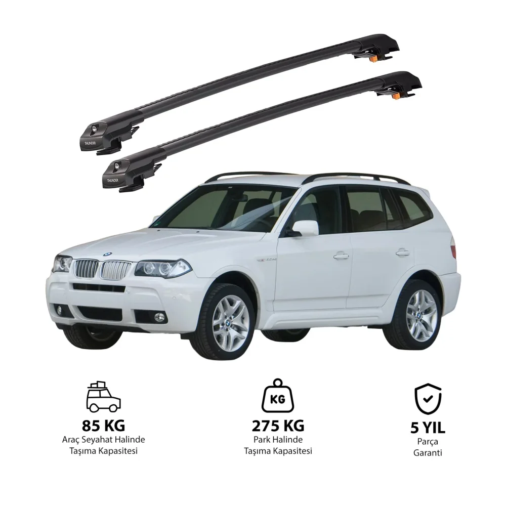 BMW X3 2003-2010 TRX1 Thunder Carrier Kilitli Ara Atkı Siyah