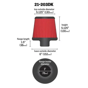 AEM Universal Hava Filtresi 21-203DK - Görsel 2