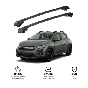 Dacia Sandero Stepway 2021-Sonrası TRX1 Thunder Carrier Kilitli Ara Atkı Siyah thumb 1