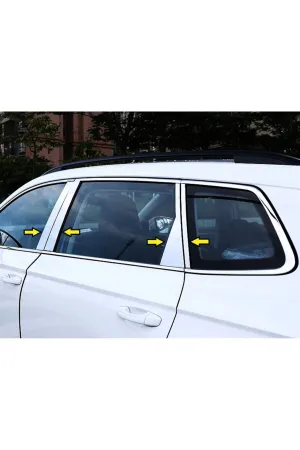 Skoda Karoq 2017-2018 Krom Kapı Direk Aksesuarı 8 Parça P. Çelik