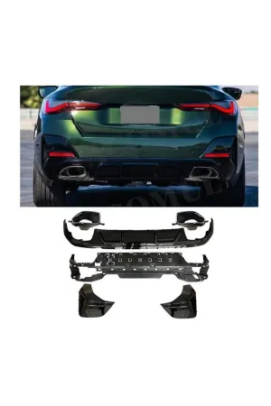 Bmw g26 440 arka tampon difüzörü ve egzoz ucu seti 2022+