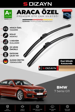 S-Dizayn BMW 7 Serisi G11 Ön Cam Silecek Seti 2015-2022 Premium Araca Özel 65-48 Cm A+ Kalite AOCS-1