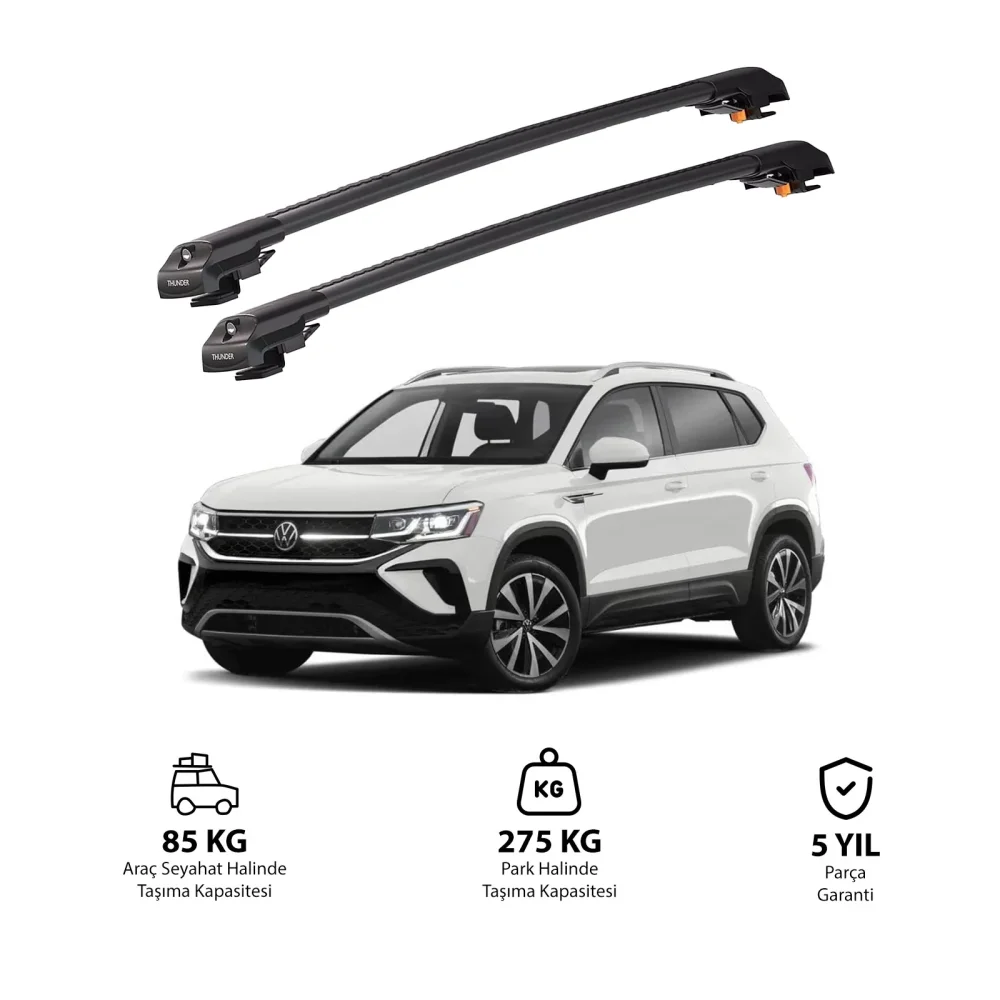 VOLKSWAGEN TAOS 2021 ve Sonrası TRX1 Thunder Carrier Kilitli Ara Atkı Siyah