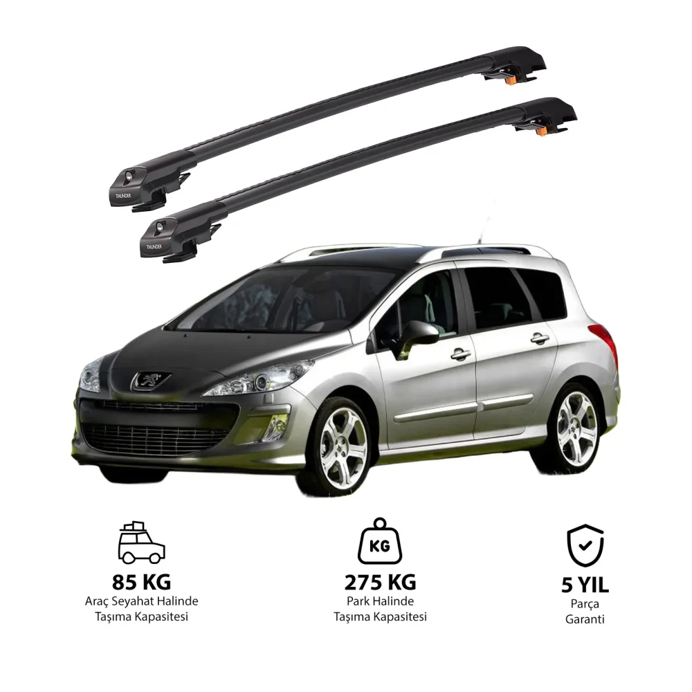 PEUGEOT 308 SW 2008-2013 TRX1 Thunder Carrier Kilitli Ara Atkı Siyah