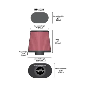 K&N Universal Hava Filtresi RF-1024 - Görsel 2
