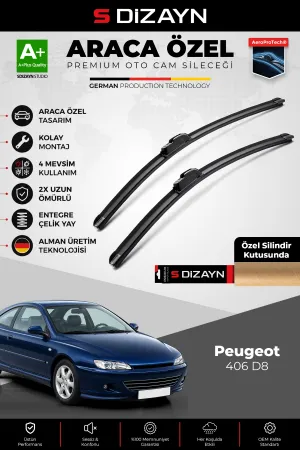 S-Dizayn Peugeot 406 D8, D9, 8C Coupe Ön Cam Silecek Seti 1997-2004 Premium Araca Özel 65-50 Cm A+ K