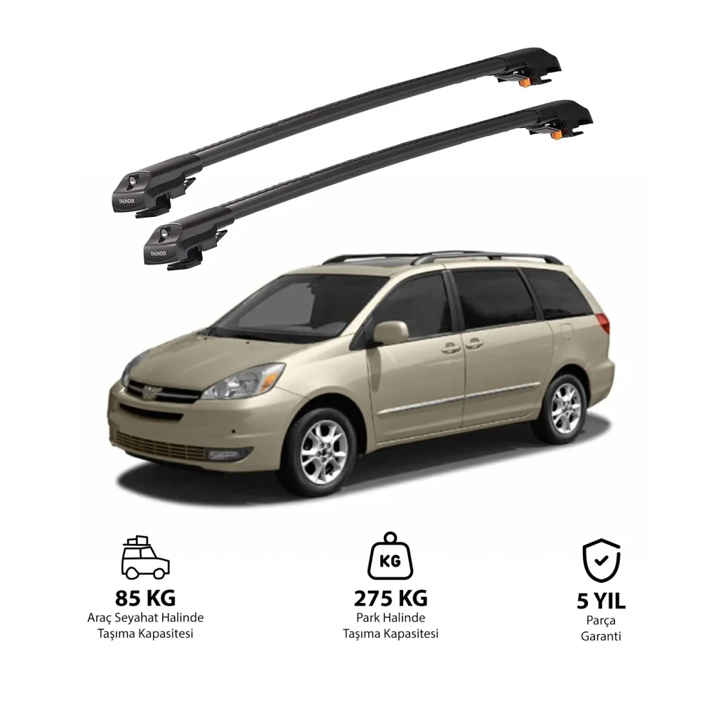 TOYOTA SIENNA 1998-2003 TRX1 Thunder Carrier Kilitli Ara Atkı Siyah