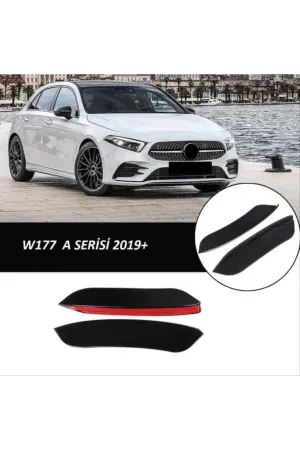 Mercedes w177 ön tampon yan bıçakları 2 parça pianoblack 2019+ thumb 2