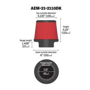 AEM Universal Hava Filtresi 21-2110DK - Görsel 2