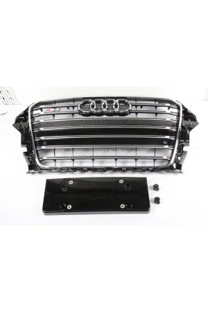 AUTOGP Audi a3 s3 ön panjur ızgara 2013 / 2016 8v siyah krom çizgi thumb 4
