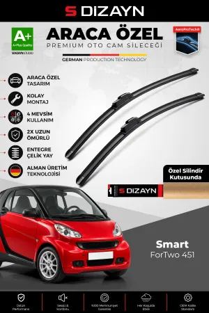 S-Dizayn Smart ForTwo 451 Ön Cam Silecek Seti 2007-2014 Premium Araca Özel 60-55 Cm A+ Kalite AOCS-1