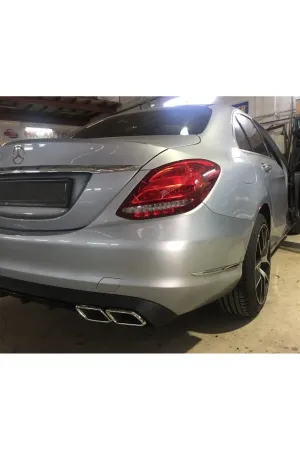 Mercedes W205 c63 arka tampon difüzör ve egzoz ucu standart tampon uyumlu thumb 3