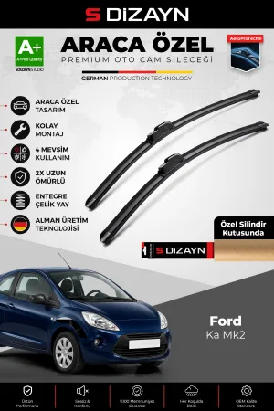 S-Dizayn Ford Ka Mk2 Ön Cam Silecek Seti 2008-2016 Premium Araca Özel 60-35 Cm A+ Kalite Aocs-1840