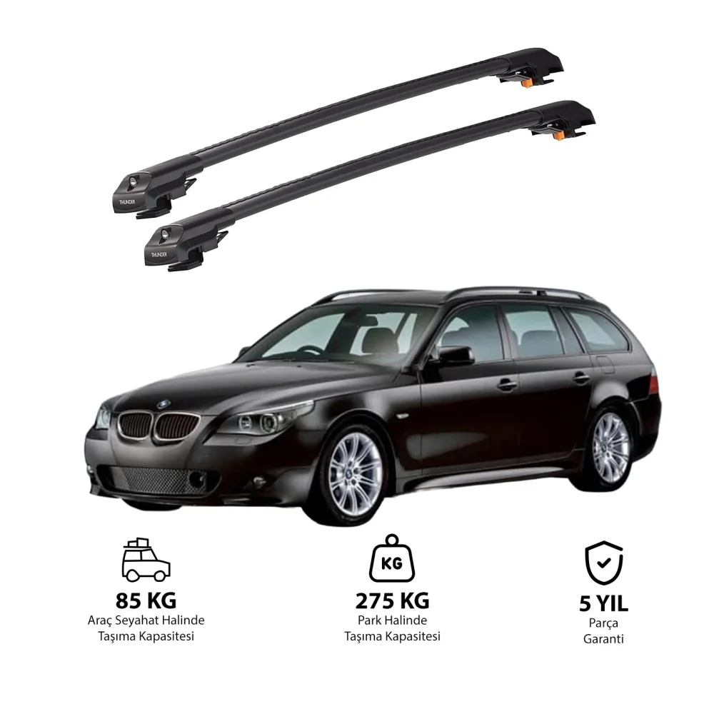 BMW 5 SERİSİ TOURING 2004-2010 TRX1 Thunder Carrier Kilitli Ara Atkı Siyah