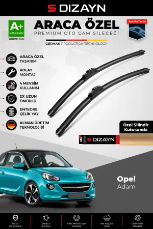 S-Dizayn Opel Adam Ön Cam Silecek Seti 2013-2019 Premium Araca Özel 65-40 Cm A+ Kalite Aocs-1892