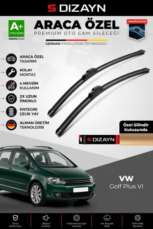S-Dizayn Vw Golf Plus Vi, 5K1 Hatchback Ön Cam Silecek Seti 2008-2012 Premium Araca Özel 60-48 Cm A+