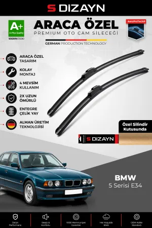 S-Dizayn Bmw 5 Serisi Ön Cam Silecek Seti 1988-1996 Premium Araca Özel 60-60 Cm A+ Kalite Aocs-2145