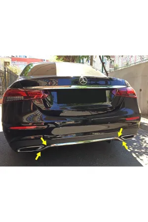 Mercedes W213 E Serisi 2020-2021 Krom Arka Tampon Difüzör Çıtası