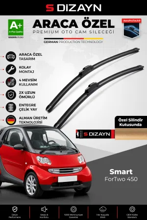 S-Dizayn Smart Fortwo 450 Ön Cam Silecek Seti 1998-2007 Premium Araca Özel 53-53 Cm A+ Kalite Aocs-1