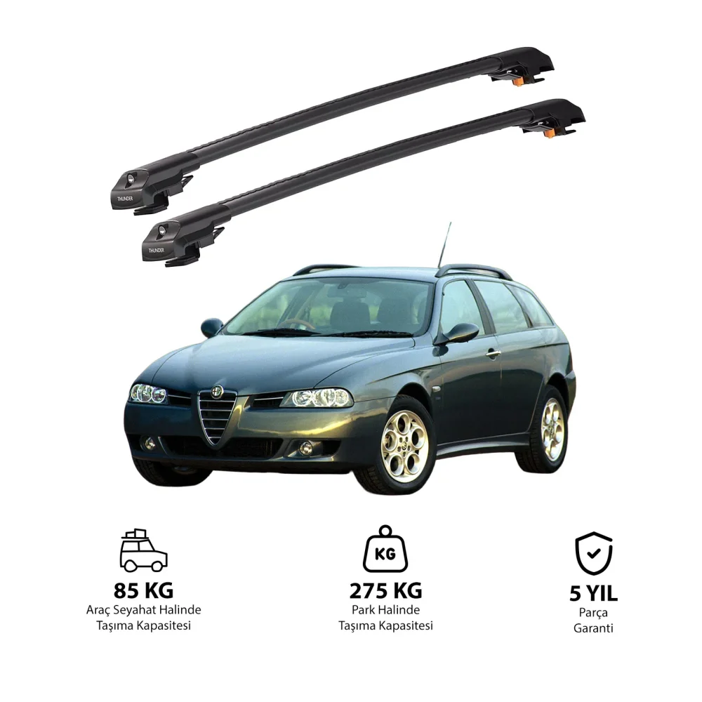 ALFA ROMEO 156 SPORTWAGON (T932) 2000-2007 TRX1 Thunder Carrier Kilitli Ara Atkı Siyah