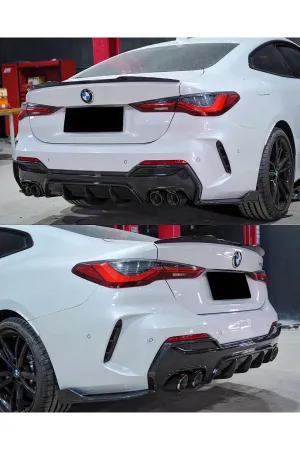 Bmw g22 m4 yarasa bagaj üstü spoiler siyah boyalı plastik 2020+ thumb 2