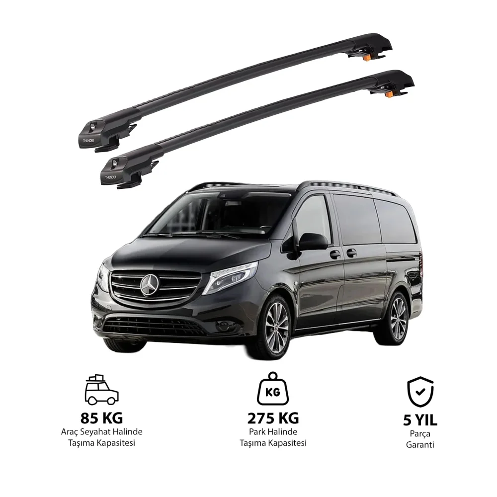 MERCEDES-BENZ VITO 2015 ve Sonrası TRX1 Thunder Carrier Kilitli Ara Atkı Siyah