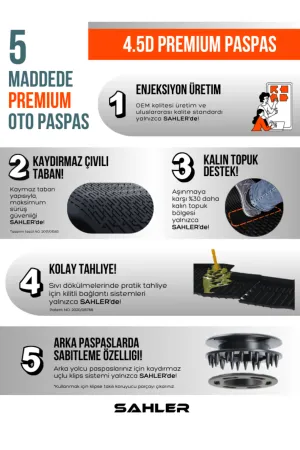 Toyota Auris 2007-2012 Uyumlu SAHLER Araca Özel 4.5D Havuzlu Oto Paspas - Auris - Görsel 2
