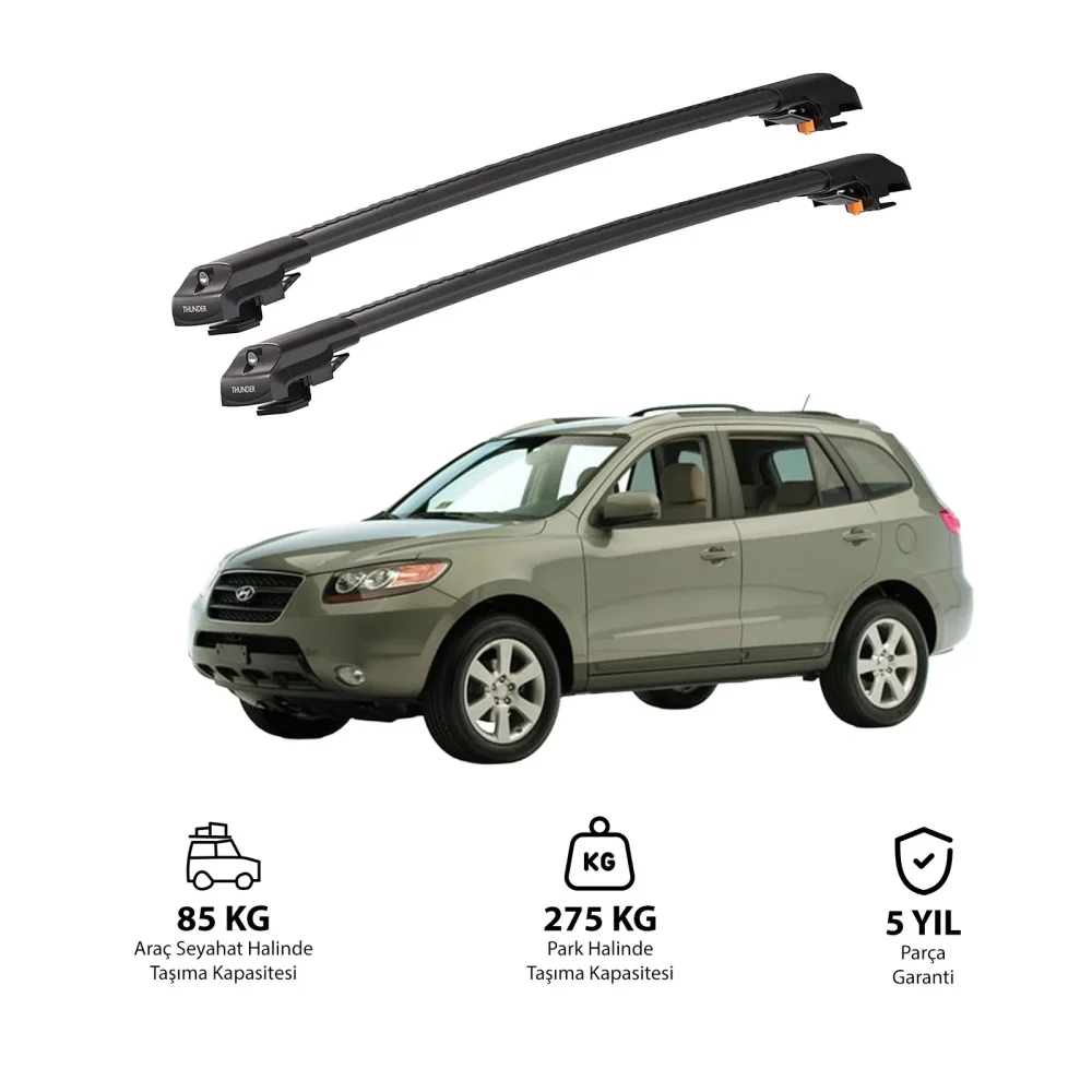 HYUNDAI SANTA FE 2007-2012 TRX1 Thunder Carrier Kilitli Ara Atkı Siyah