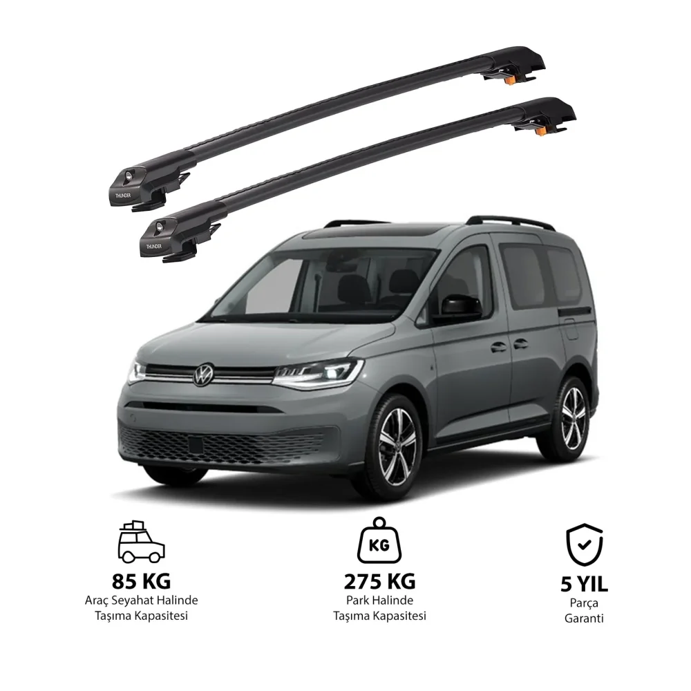 VOLKSWAGEN CADDY 2020 ve Sonrası TRX1 Thunder Carrier Kilitli Ara Atkı Siyah