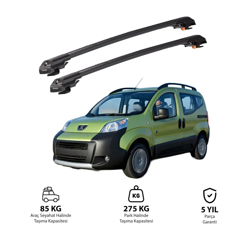 PEUGEOT BIPPER 2008 ve Sonrası TRX1 Thunder Carrier Kilitli Ara Atkı Siyah