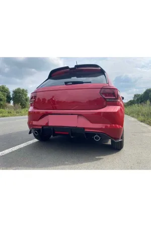 Vw polo mk6 arka tampon difüzörü 4 çıkış 2018+ pianoblack thumb 4